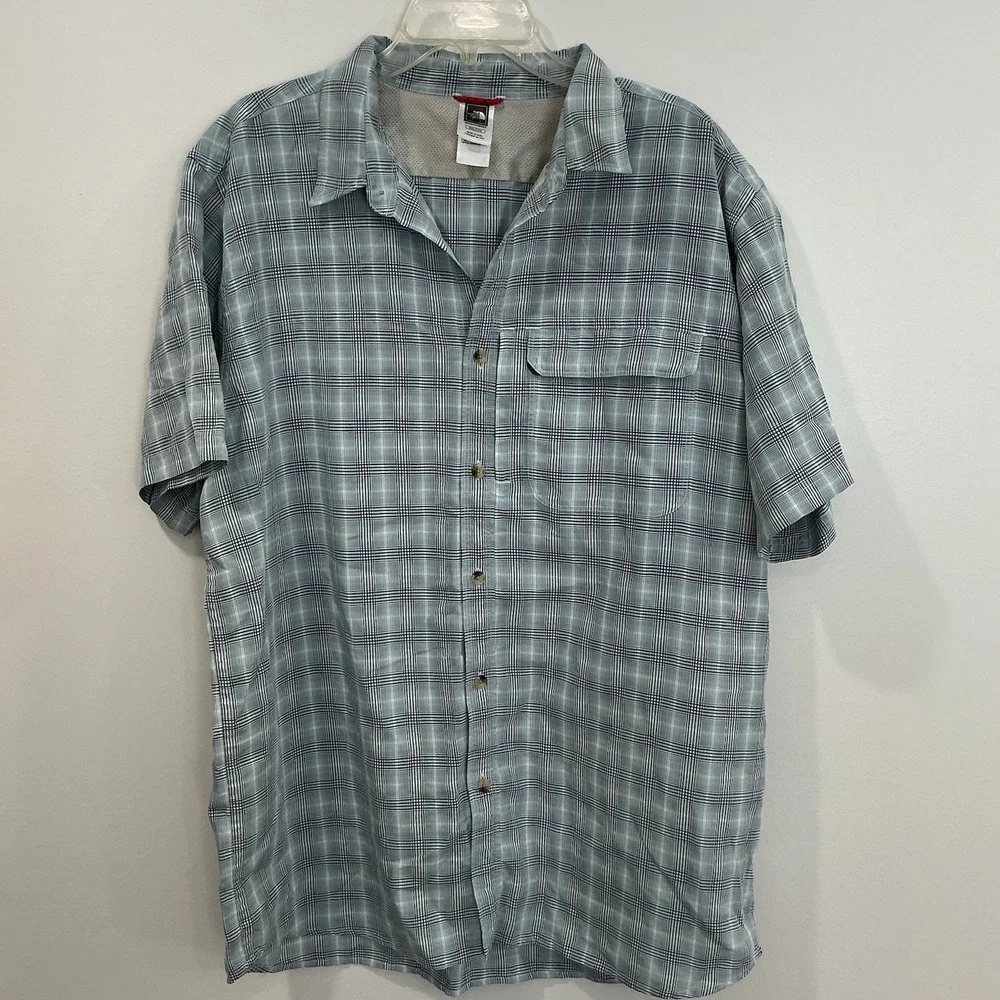 The North Face Button Up Shirt Men's XXL Vented Hiking Grey‎ Plaid Gorpcore